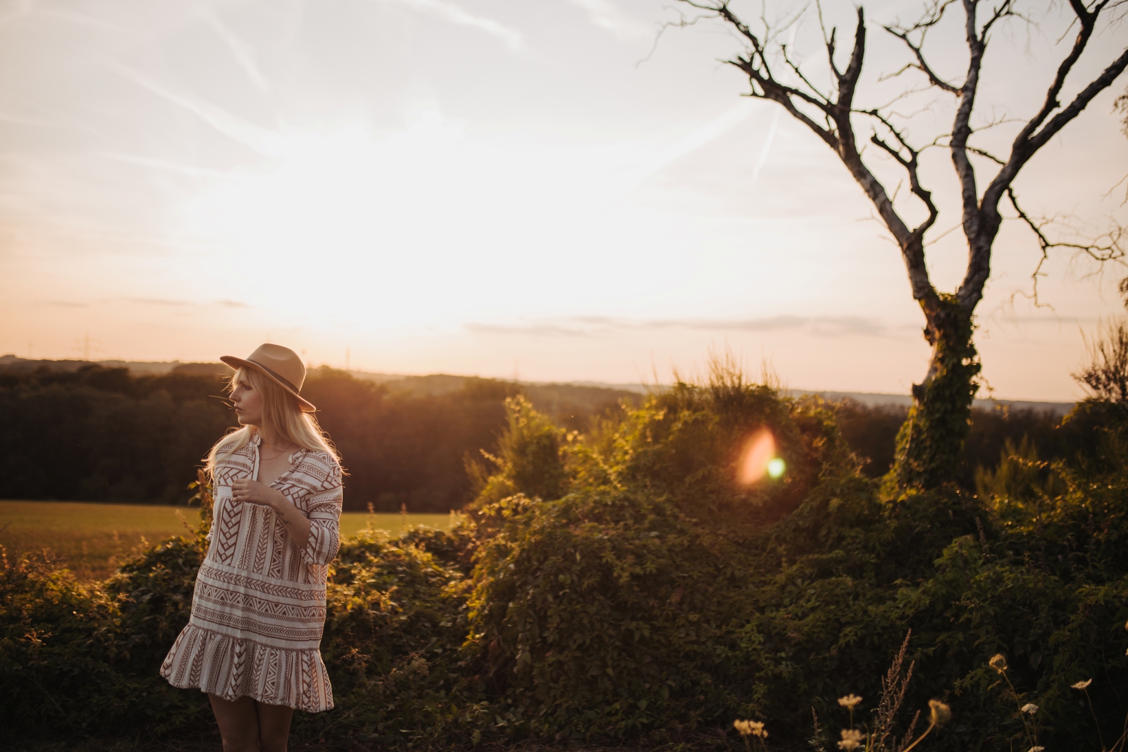 Selbstportraits im Sonnenuntergang